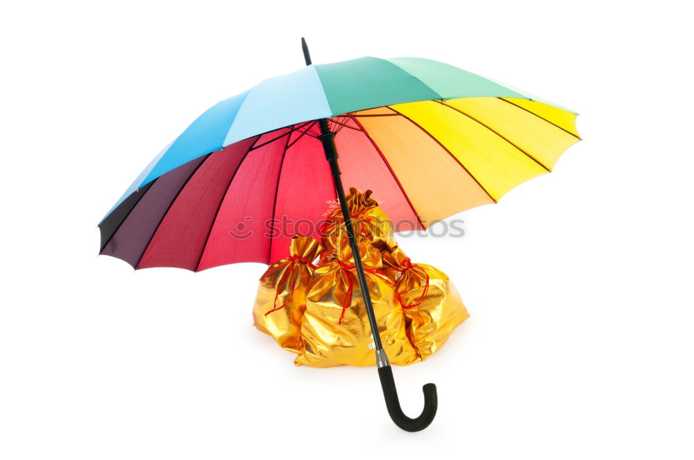 Similar – Rain on umbrella in rainbow colors under heavy rain against background of cloudy sky. Rainy weather concept.