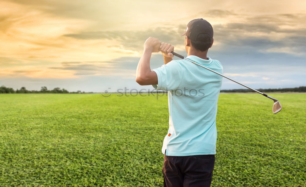 Similar – Image, Stock Photo Female golfer striking golf ball