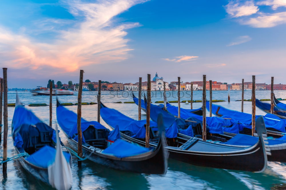 Similar – Image, Stock Photo Empty gondolas floating on a lagoon of Venice, Italy