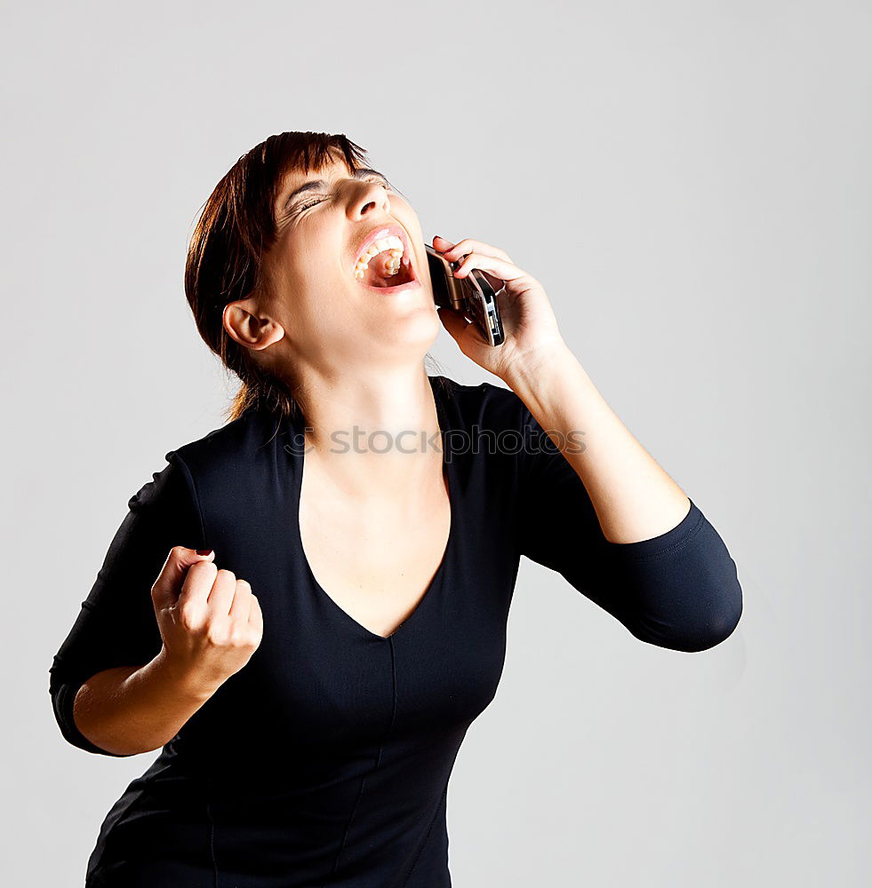 Similar – Image, Stock Photo Friendly woman with smartphone