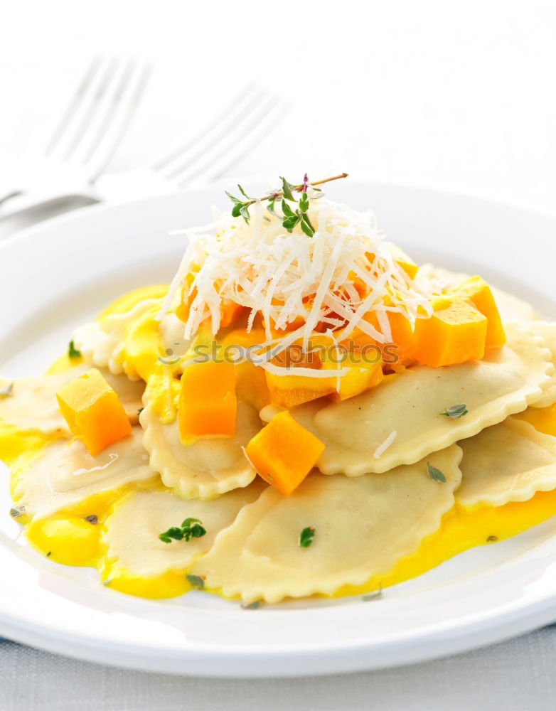 Similar – Image, Stock Photo breakfast scrambled eggs with herbs