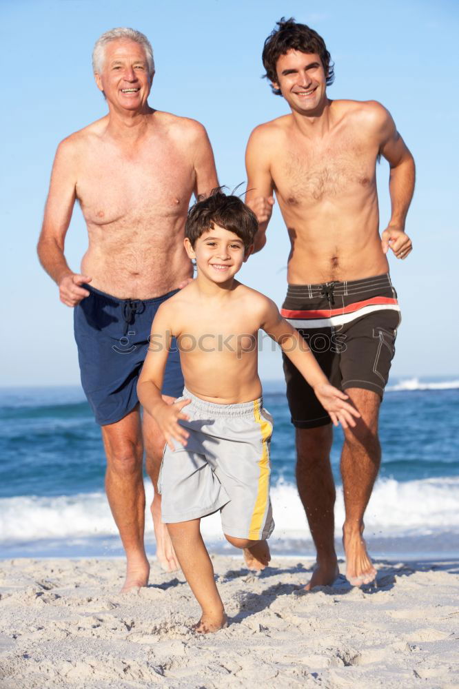 Similar – Grandpa and grandson smiling on a swimming pool side