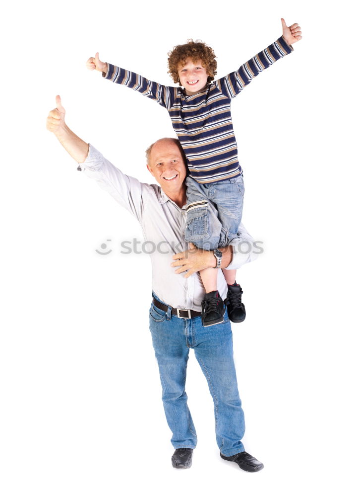 Similar – Image, Stock Photo Father and son standing on the road at the day time. Concept of tourism.