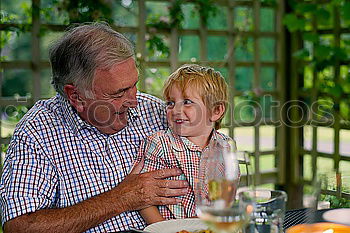 Similar – Image, Stock Photo Grandpa with grandchild in the garden