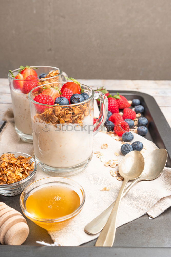 Similar – Chia yogurt with raspberries in a glass cup