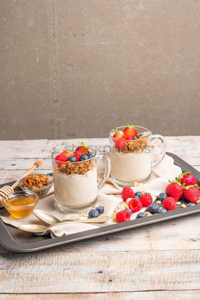 Similar – Image, Stock Photo Blueberries and yogurt chia pudding parfait