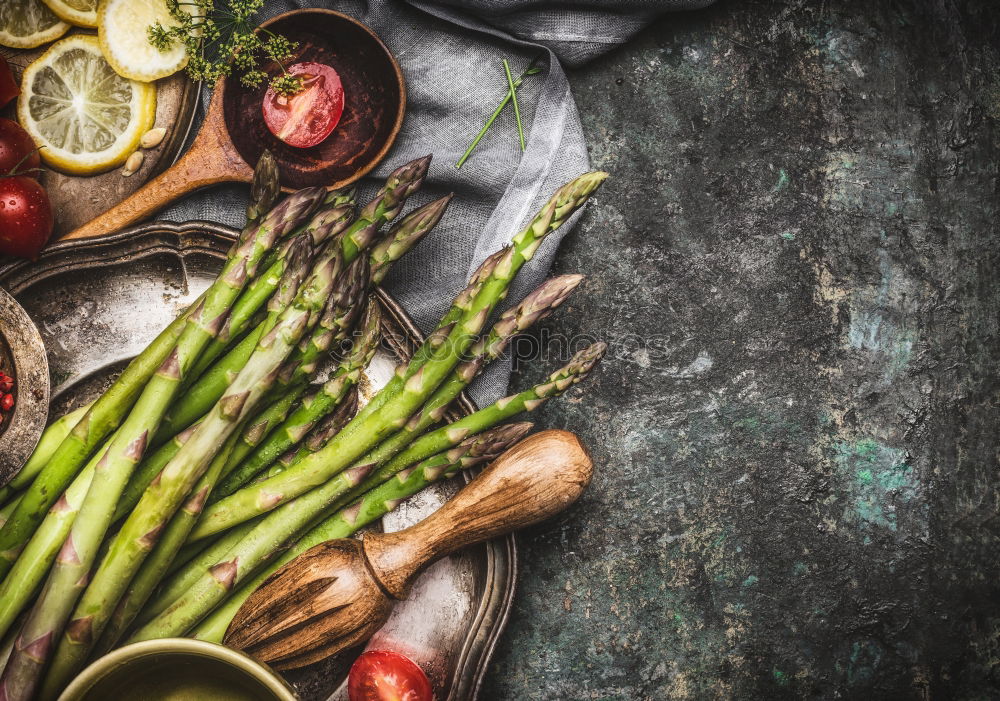 Similar – Image, Stock Photo Asparagus with wooden spoon and cooking ingredients