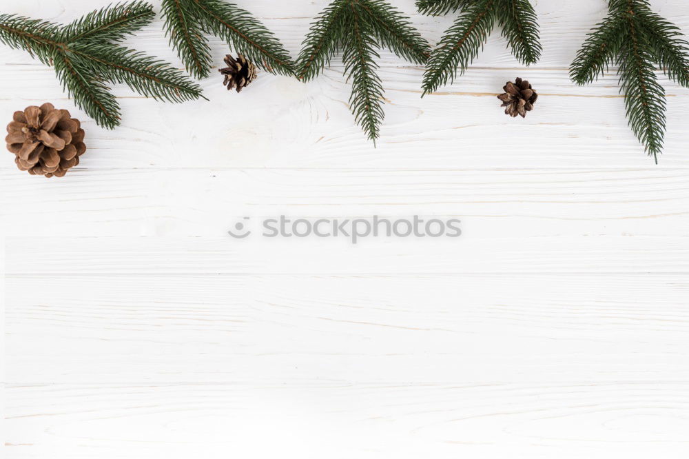 Image, Stock Photo Fir twigs, Christmas wreaths and jingle bells.