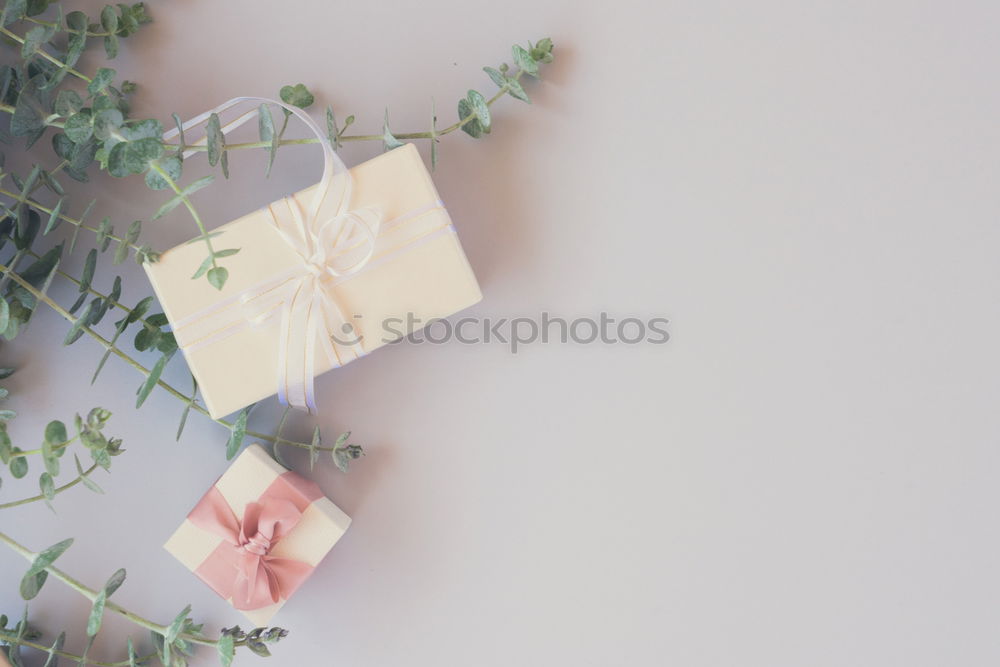 Similar – Gift with bow and flowers