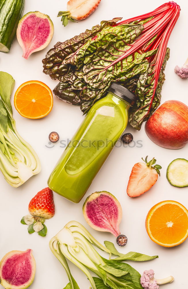 Image, Stock Photo Bottle with green smoothie and ingredients