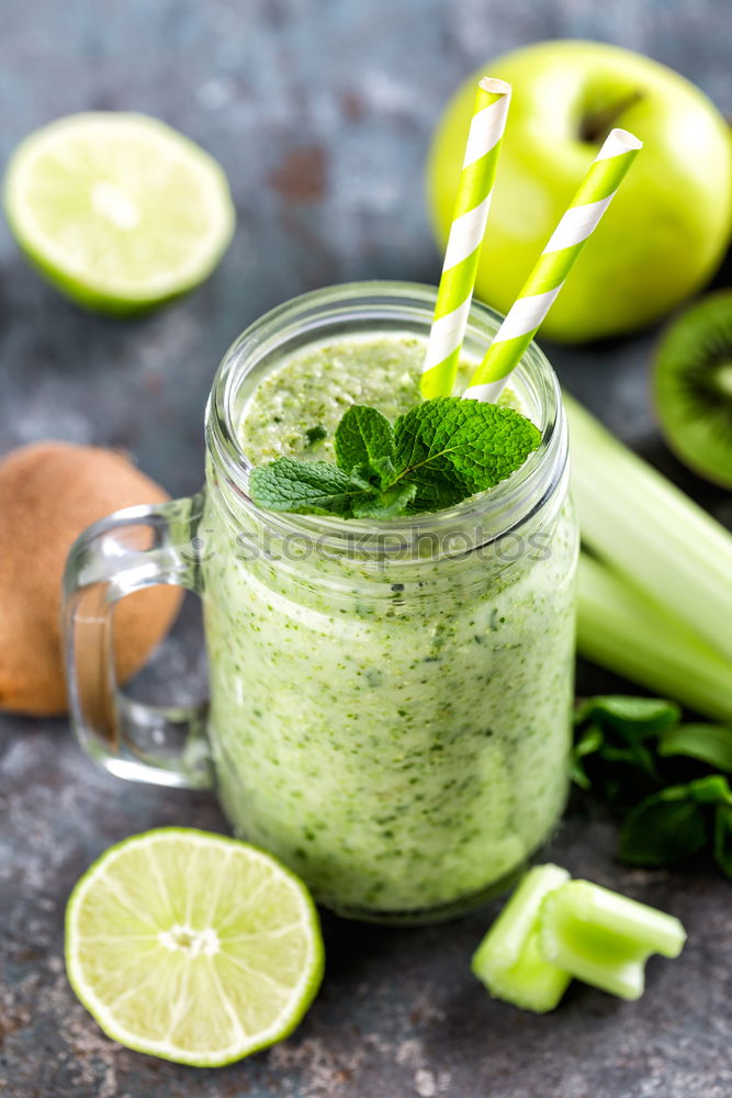 Similar – Smoothie with green vegetables in a jar