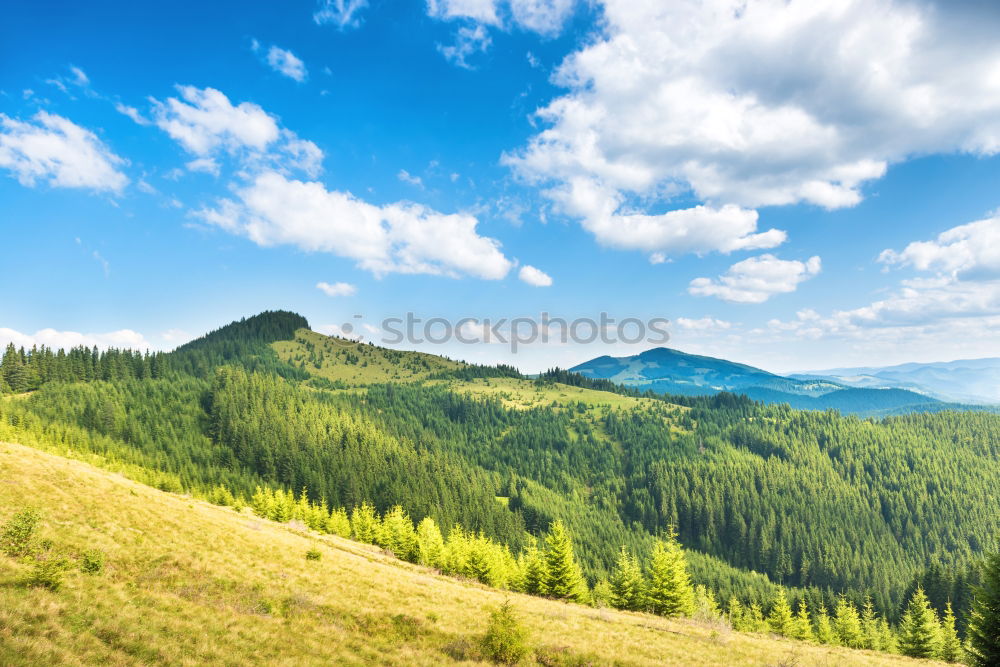 Similar – Green sunny valley in mountains and hills