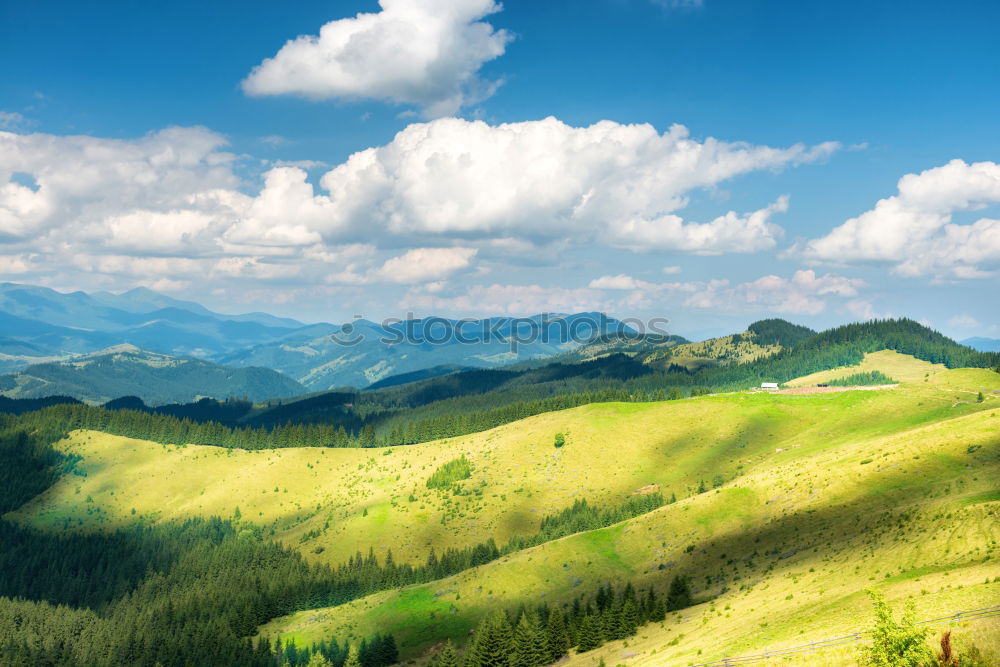 Image, Stock Photo Green sunny valley in mountains and hills