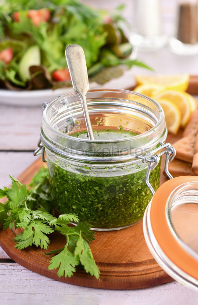 Similar – Bsilikum Pesto with spaghetti and tomatoes