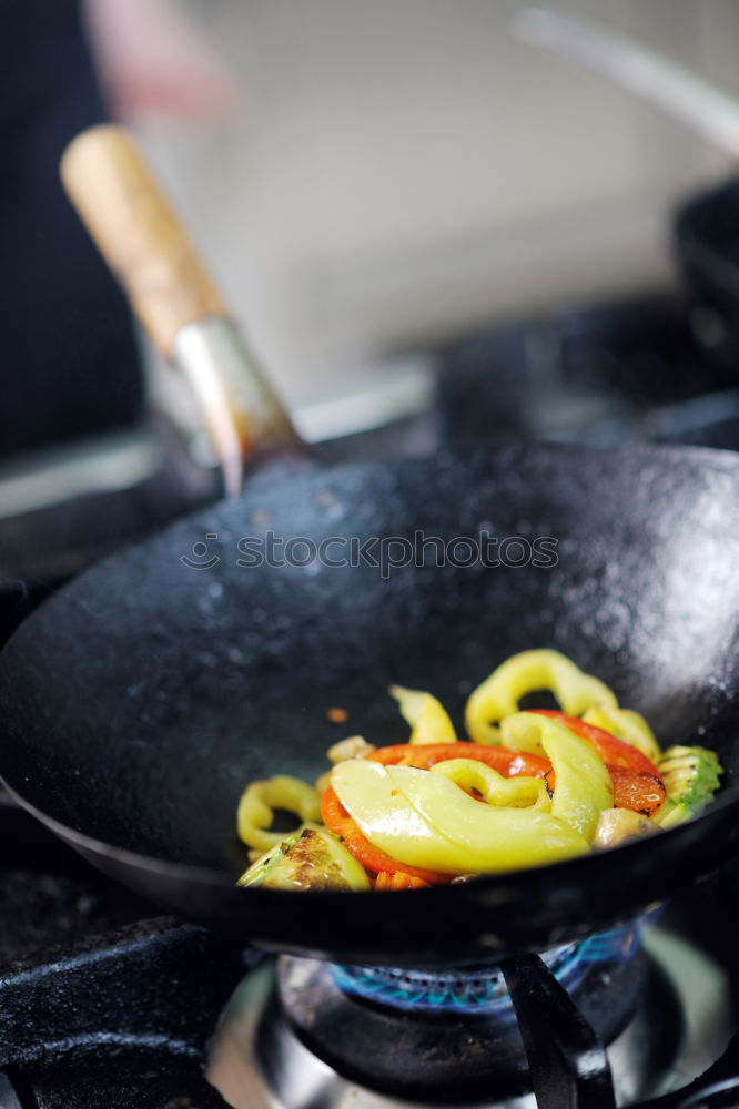 Similar – Image, Stock Photo spaghetti carbonara in a pan, cooking, kitchen, delicious