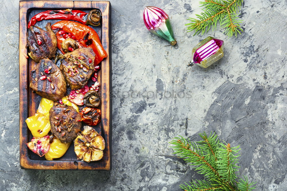 Similar – Image, Stock Photo Various marinated meats for grilling or roasting