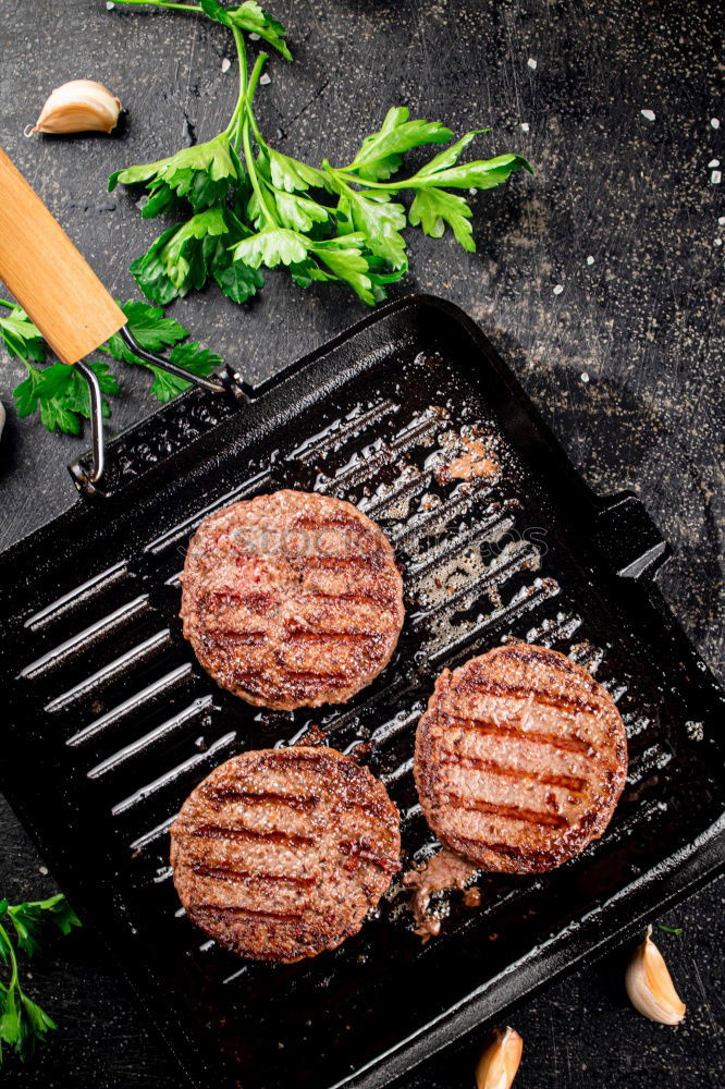 Similar – Image, Stock Photo Ribeye steak on grill iron pan