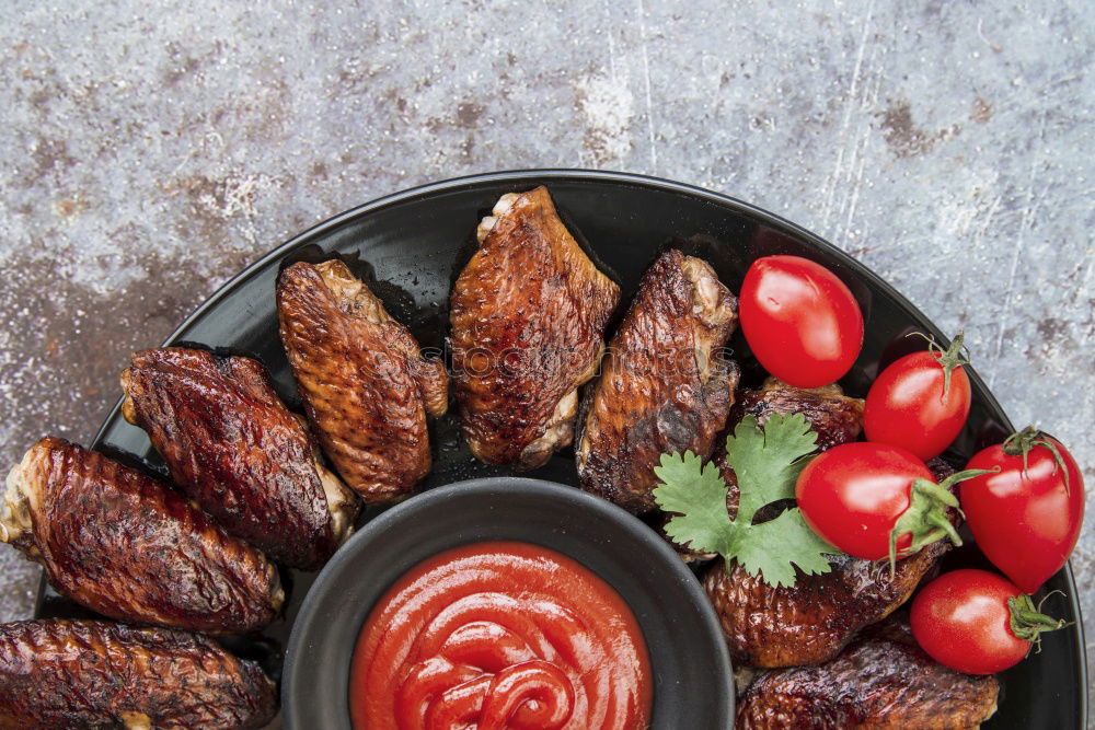 Similar – Meat skewers with pepperoni and barbecue sauce