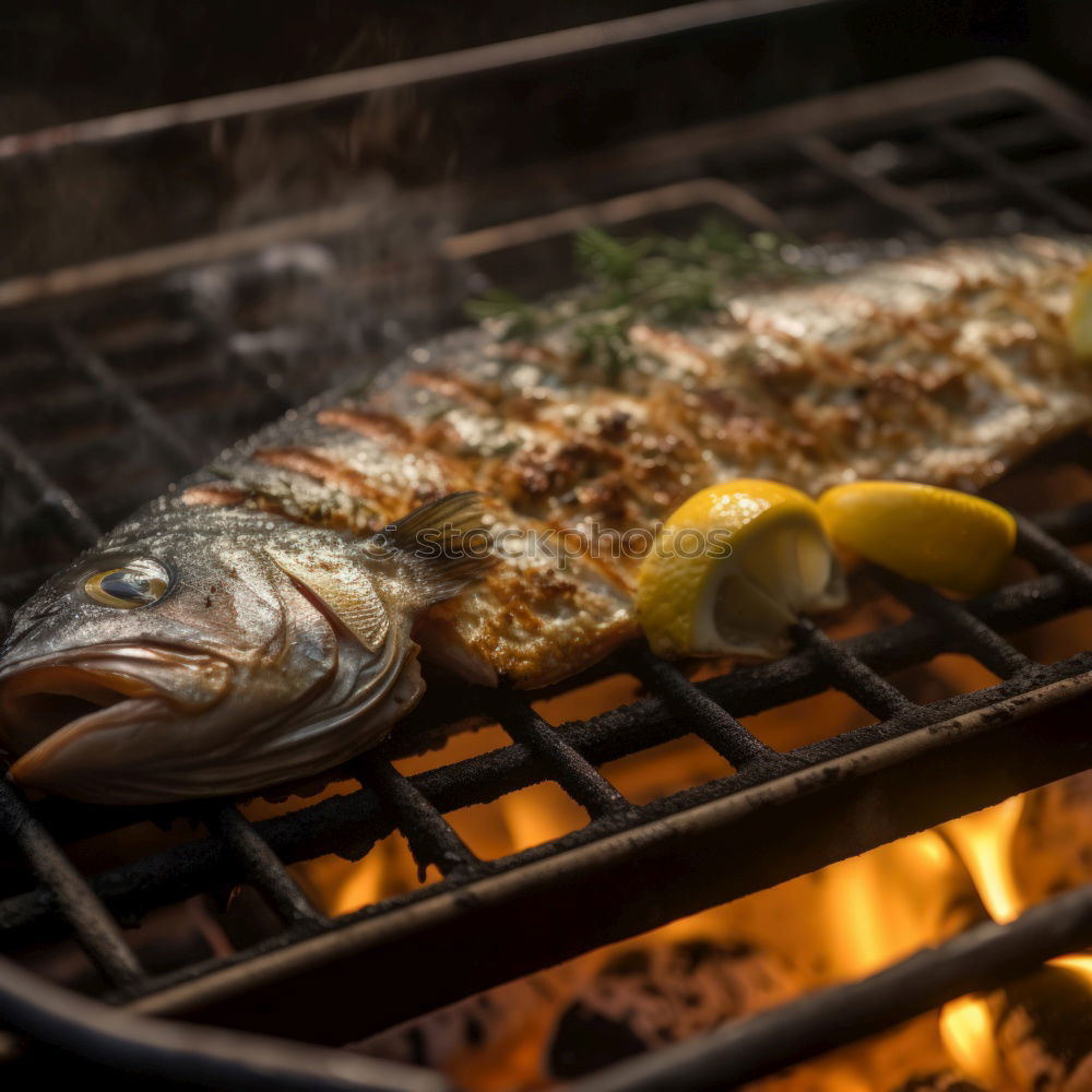 Similar – Image, Stock Photo Fried fish fillet on cast iron pan