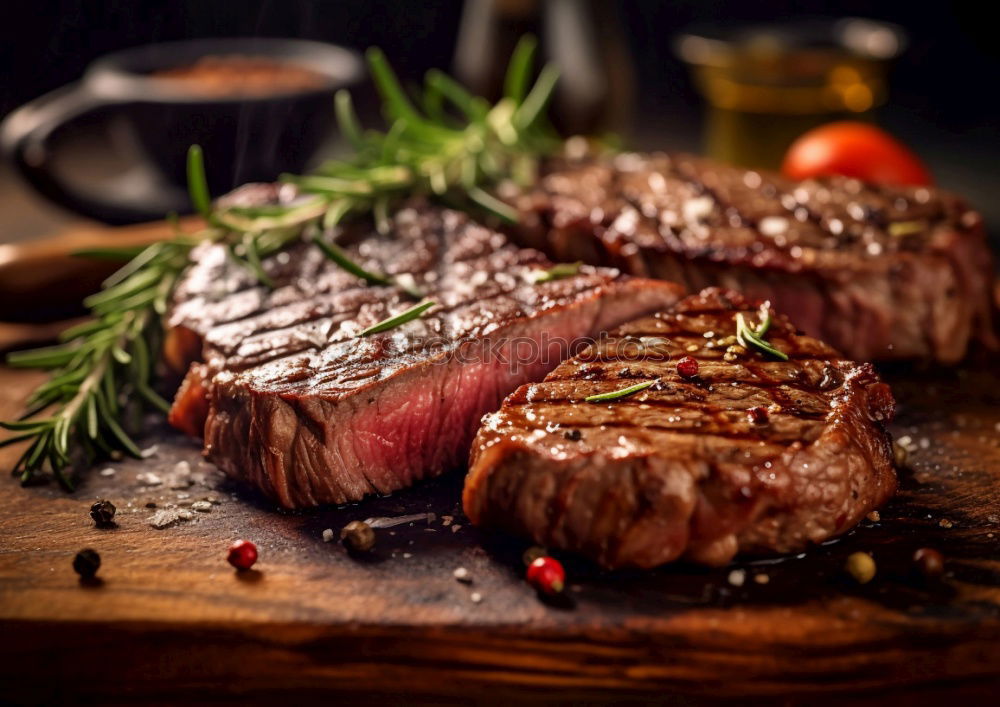 Similar – Image, Stock Photo A good steak Mignon, medium fried