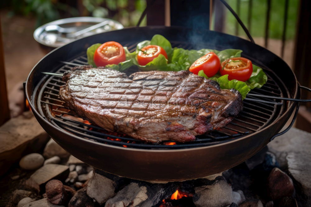 Similar – Image, Stock Photo Roasted knuckle of veal slices in the pan