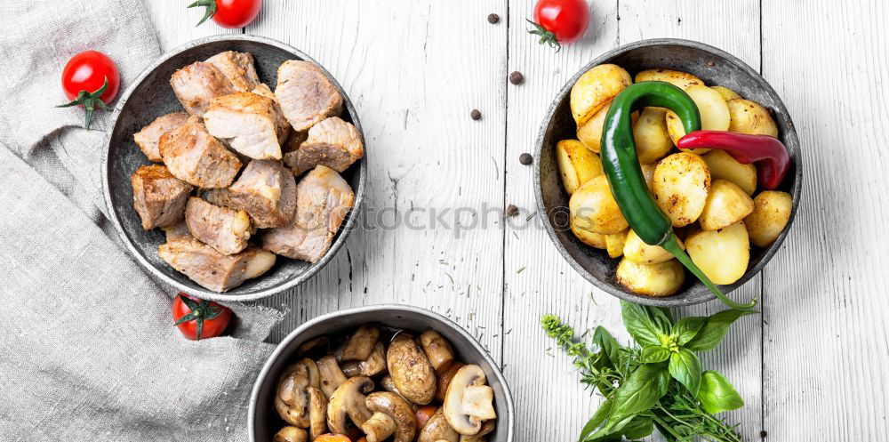 Similar – Image, Stock Photo Grilled sausages in frying pan