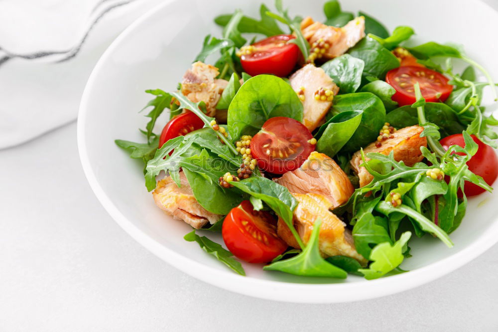 Similar – Image, Stock Photo Arugula salad with roasted radishes and feta cheese