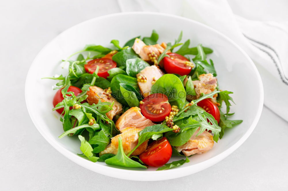 Similar – Image, Stock Photo Arugula salad with roasted radishes and feta cheese