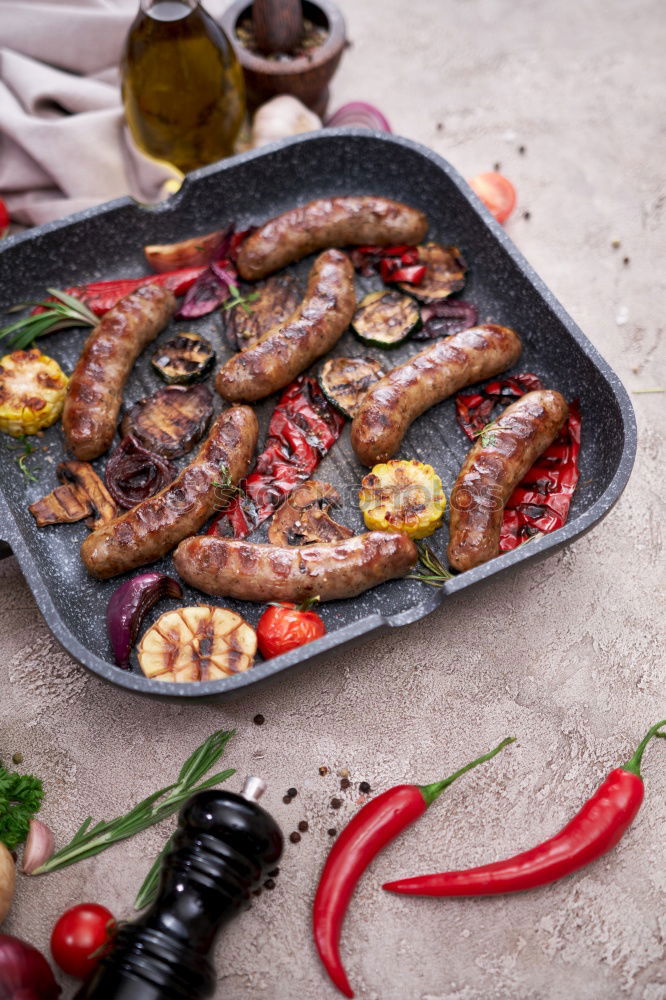 Similar – Image, Stock Photo Roasted knuckle of veal slices in the pan