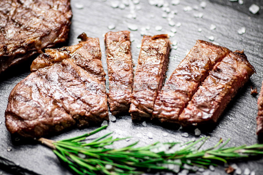 Similar – Image, Stock Photo Sliced medium fried steak