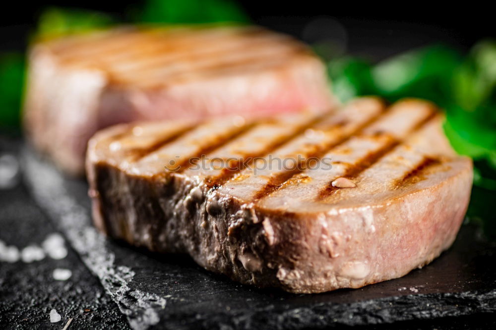 Similar – Image, Stock Photo A piece of meat fresh from the oven with a sprig of thyme