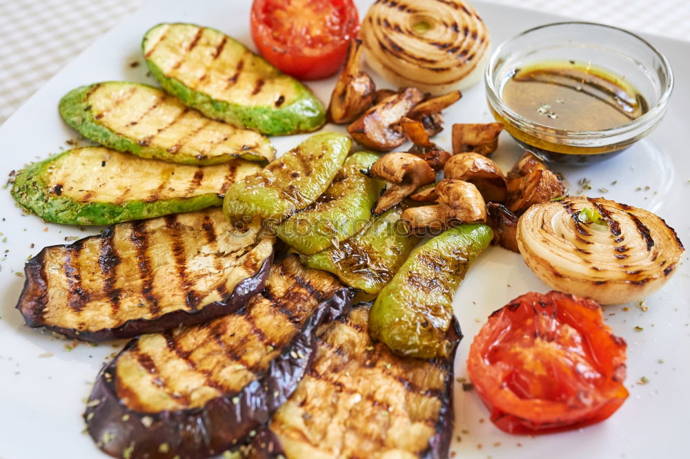 Similar – Image, Stock Photo Delicious grilled vegetables on a white plate