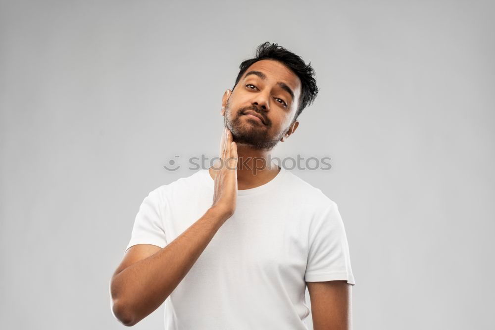 Similar – Image, Stock Photo Funny portrait of a man touching his mustache.