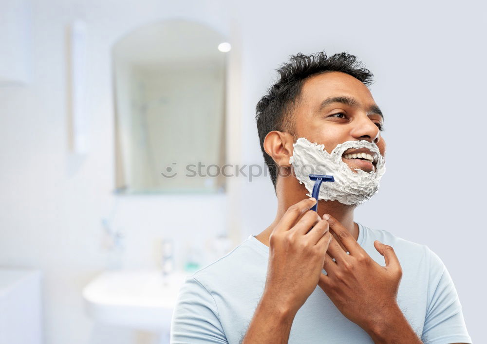 Image, Stock Photo Young Black Man Brushing Teeth Thoroughly