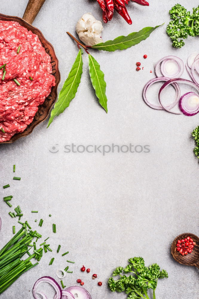 Similar – Image, Stock Photo Prepare organic minced meat with fresh ingredients