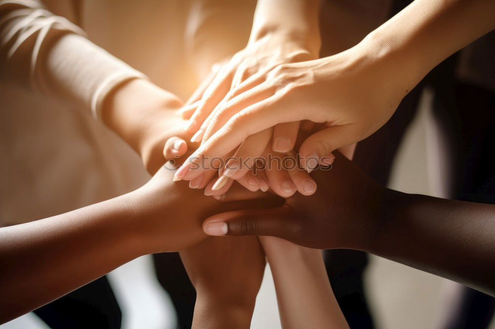 Similar – Image, Stock Photo Multiracial young people putting their hands together