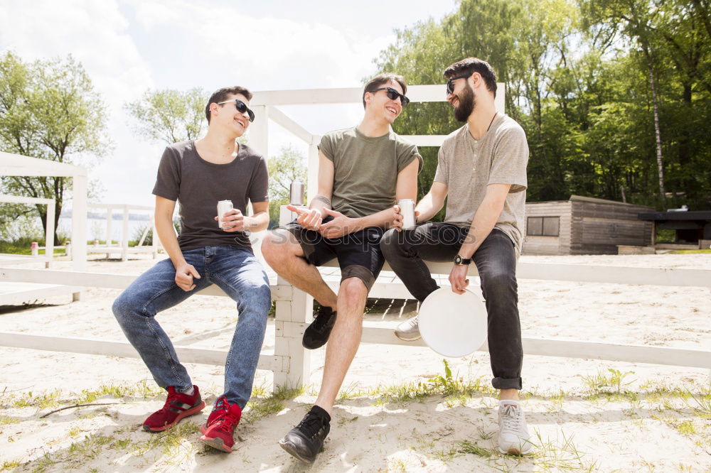 Similar – Image, Stock Photo Group of friends in the street with smartphone