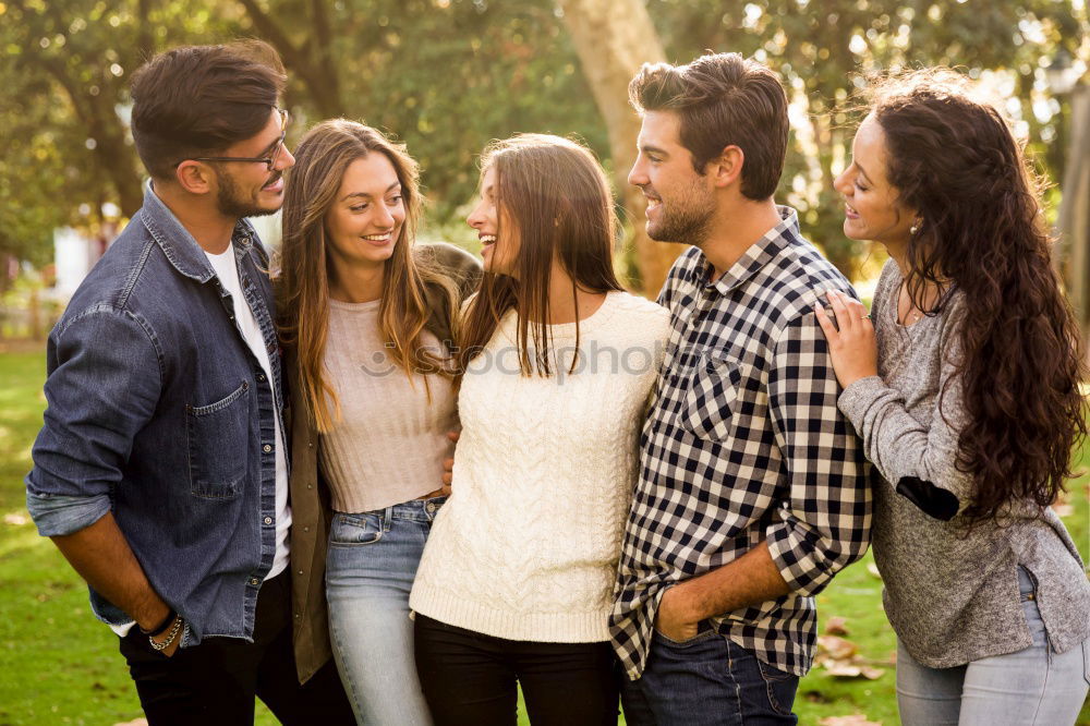 Similar – Image, Stock Photo Group of young people with smartphone and tablet computers outdoors