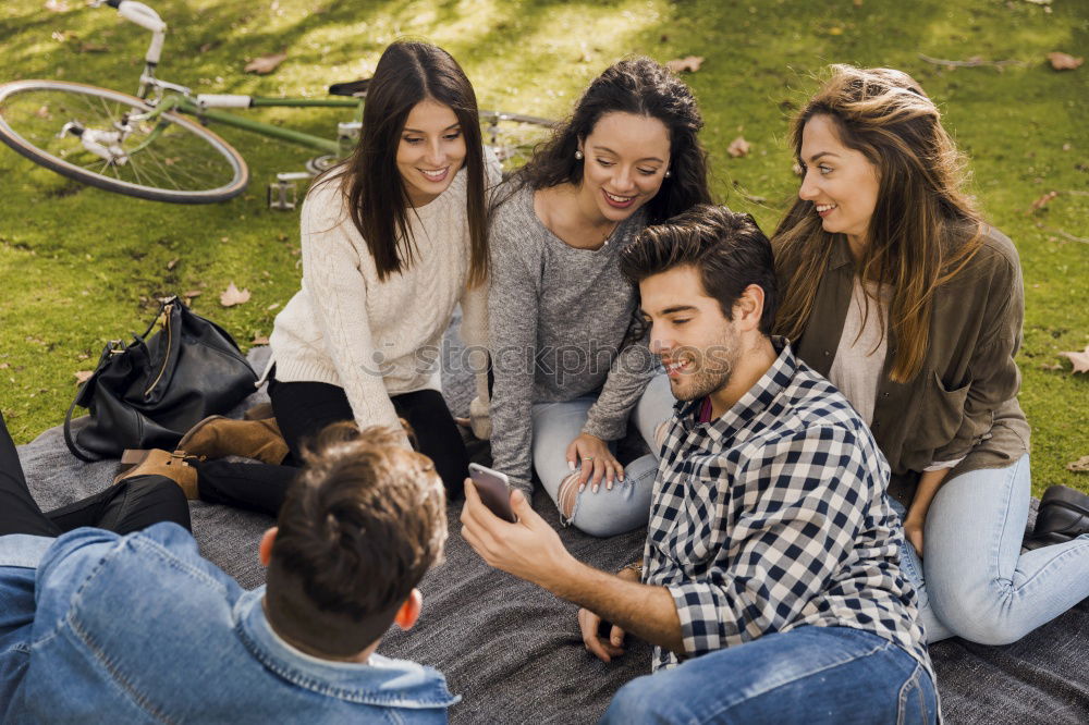 Similar – Image, Stock Photo Group of young people together outdoors in urban background