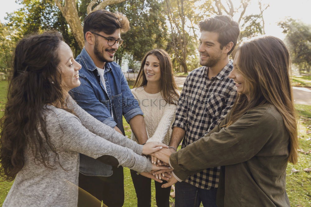 Similar – Image, Stock Photo Group of young people together outdoors in urban background