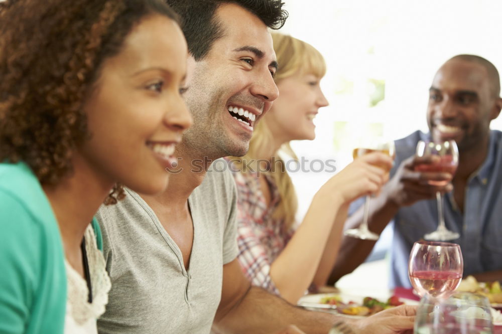 Similar – Image, Stock Photo Happy Young adult couple watching videos on phone