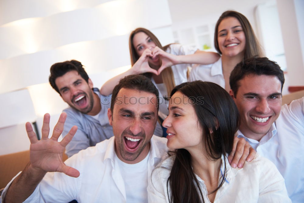 Similar – Group of friends taking selfie in urban park