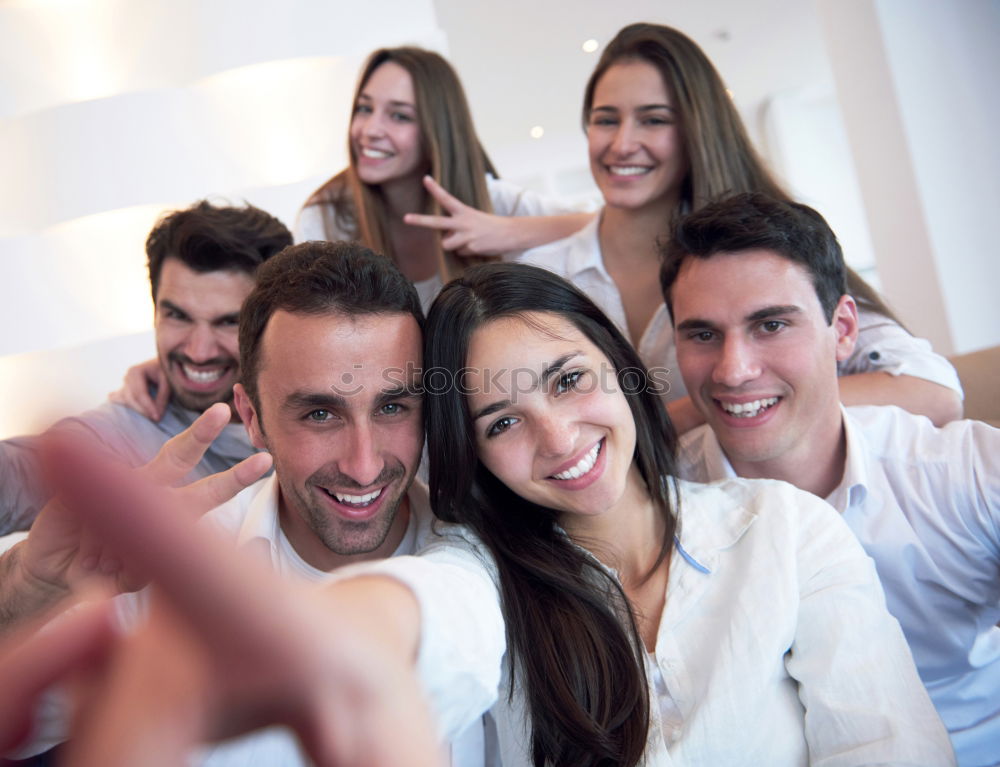 Similar – Group of friends taking selfie in urban park