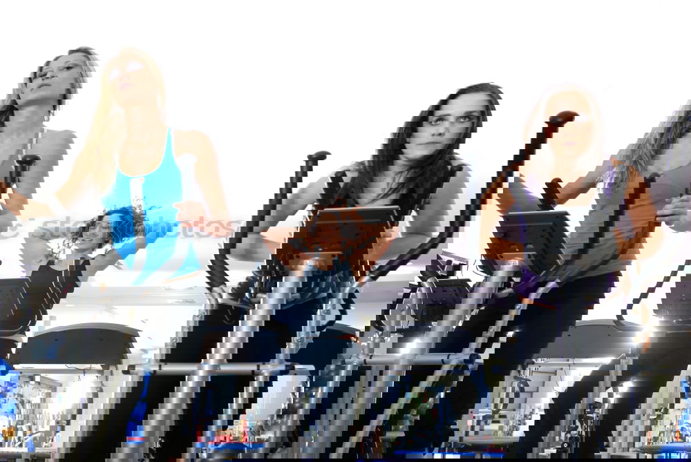 Similar – Image, Stock Photo Friends talking on fitness center after training day