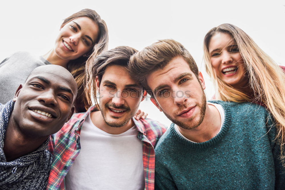 Similar – Image, Stock Photo Multiracial group of friends taking selfie