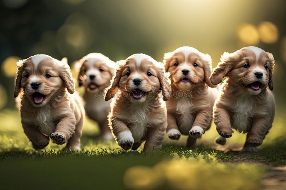 Similar – Image, Stock Photo Curious puppies Animal Pet