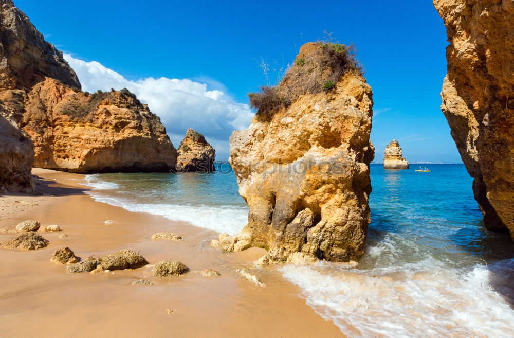 Similar – Ocean Landscape With Rocks And Cliffs At Lagos Bay Coast In Algarve, Portugal