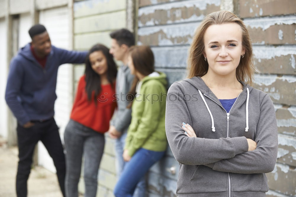 Similar – Image, Stock Photo Group of multi-ethnic young people having fun together outdoors in urban background