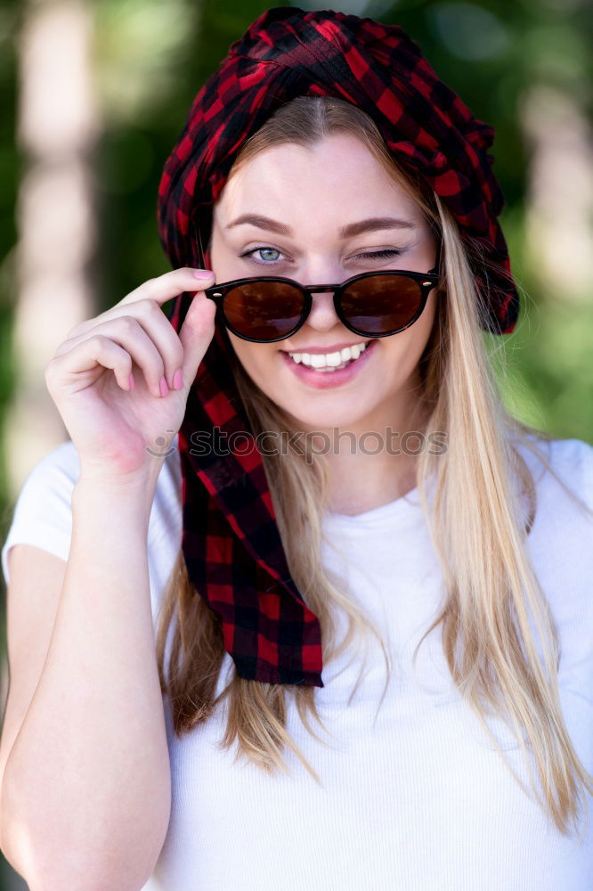 Similar – Girl model fashion cap glasses