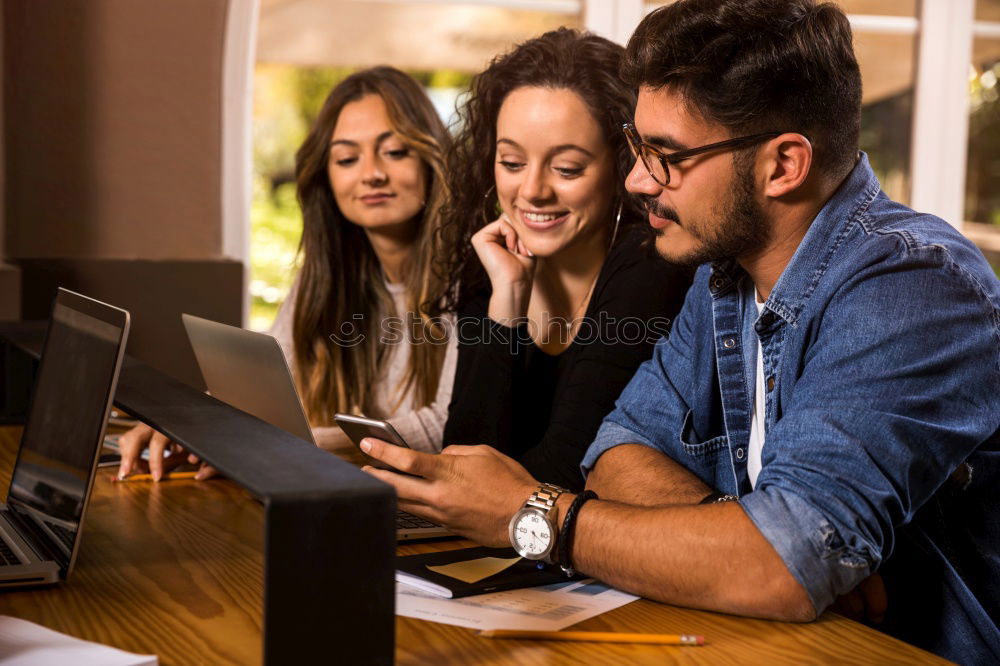 Similar – Image, Stock Photo Mother and her children with digital tablet.